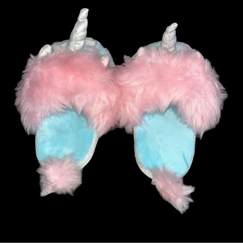 Wonder Nation Girls Plush Unicorn Slippers Size 2-3